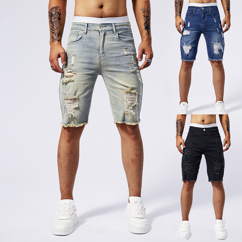 Street Fashion Jeans - 2025 여름 뉴 남성 찢어진 데님