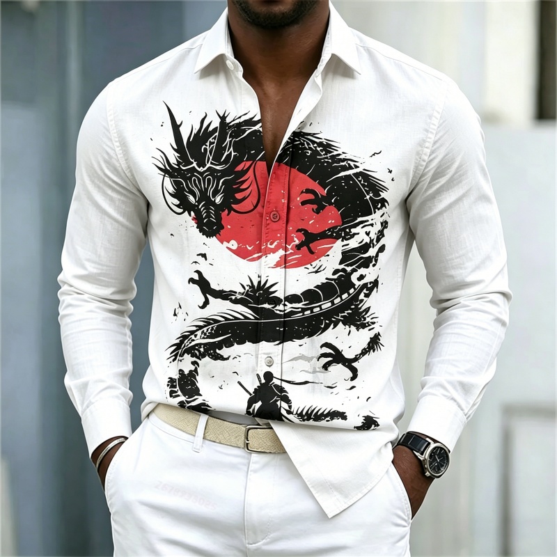 Street Fashion Us - 2026 신상 남성 셔츠 화이트 블랙