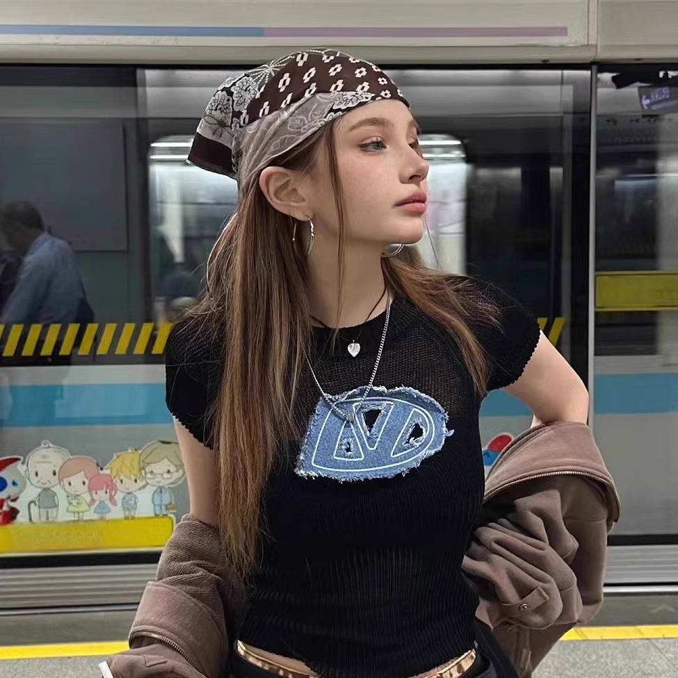 Street Fashion Girls - 레트로 아메리칸 스타일 헤드스카프 헤어밴드 장식