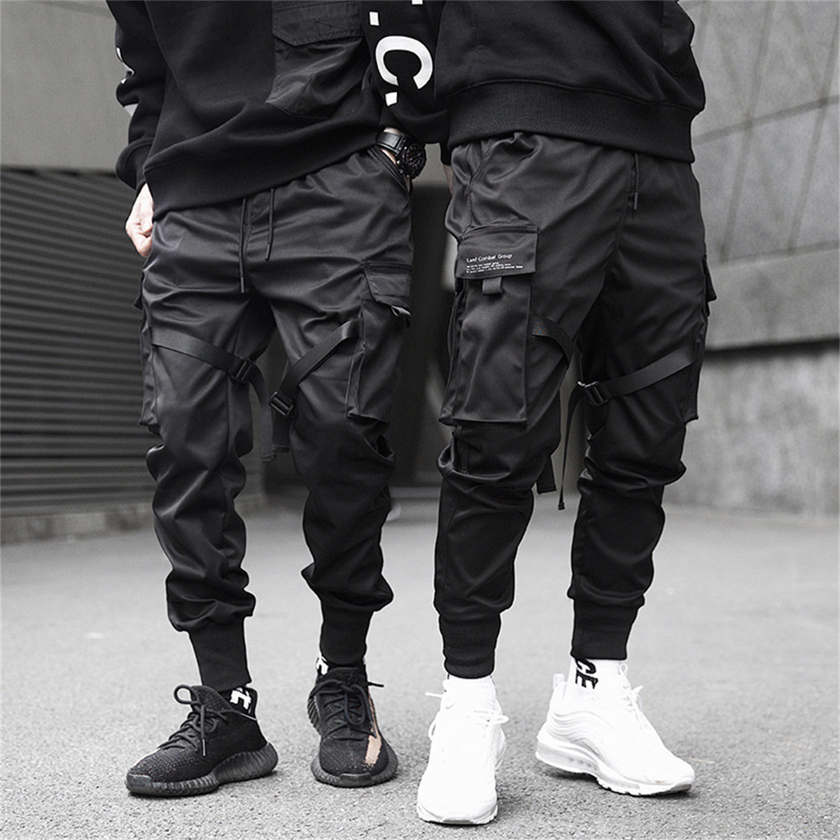 Street Fashion In Korea - 블랙 힙합 카고 바지 여름 다목적