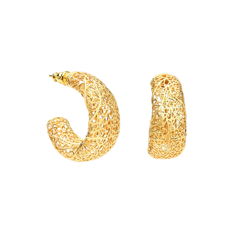 Street Fashion Websites - IVOG C 모양 여성용 귀걸이 18K