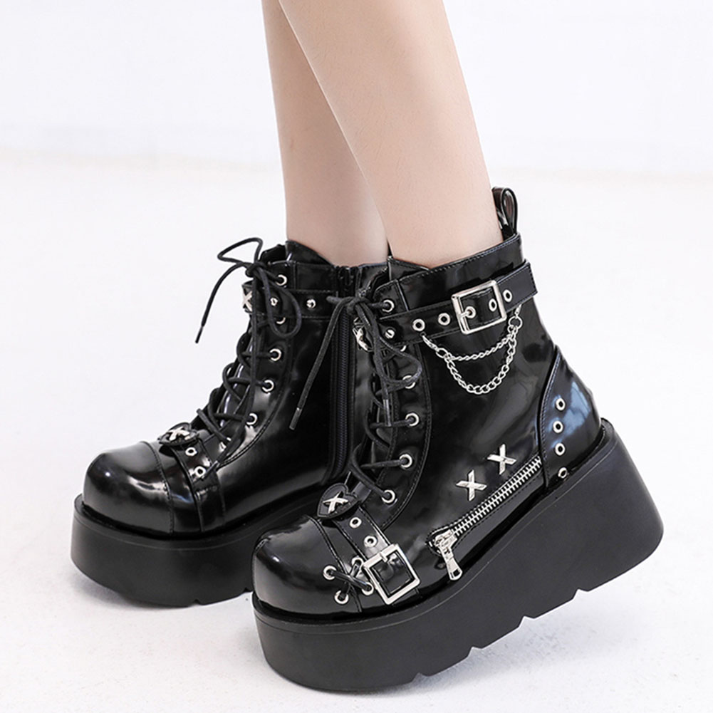 Street Fashion Goth - 새로운 여성용 고스 플랫폼 앵클 부츠