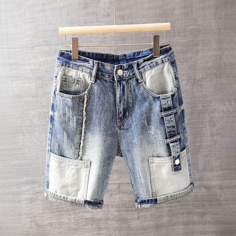 Street Fashion Jeans - 남성용 짧은 청바지 바지 포켓 세탁
