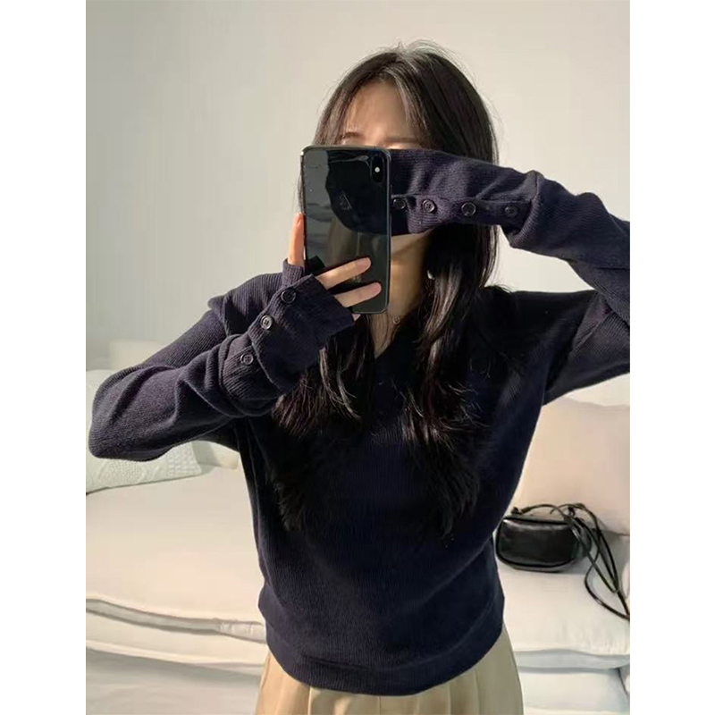 MEXZT 스트리트웨어 그레이 스웨터 여성 패션 브이넥 - Street Fashion In Korea 리뷰 및 가격