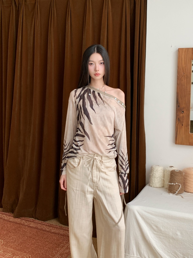 CHEERART 제브라 오프 숄더 디자이너 긴팔 탑 2 - Street Fashion Fall 2025 리뷰 및 가격