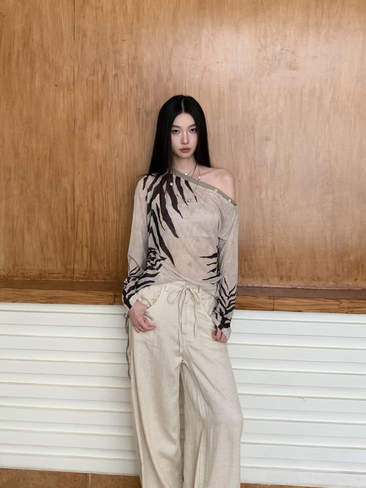 CHEERART 제브라 오프 숄더 디자이너 긴팔 탑 2 - Street Fashion Fall 2025 리뷰 및 가격