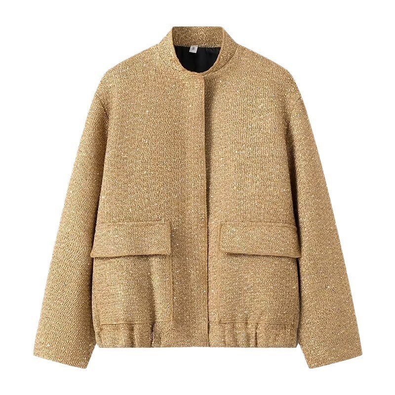 여성 패션 반짝 이는 스팽글 폭격기 재킷 Y2k 골드  - Street Fashion Shanghai 리뷰 및 가격