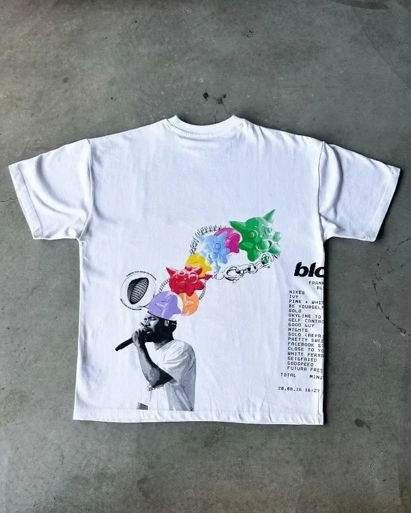Y2K 뉴 아메리칸 레트로 스트리트 초상화 프린트 반소 - Street Fashion Goth 리뷰 및 가격