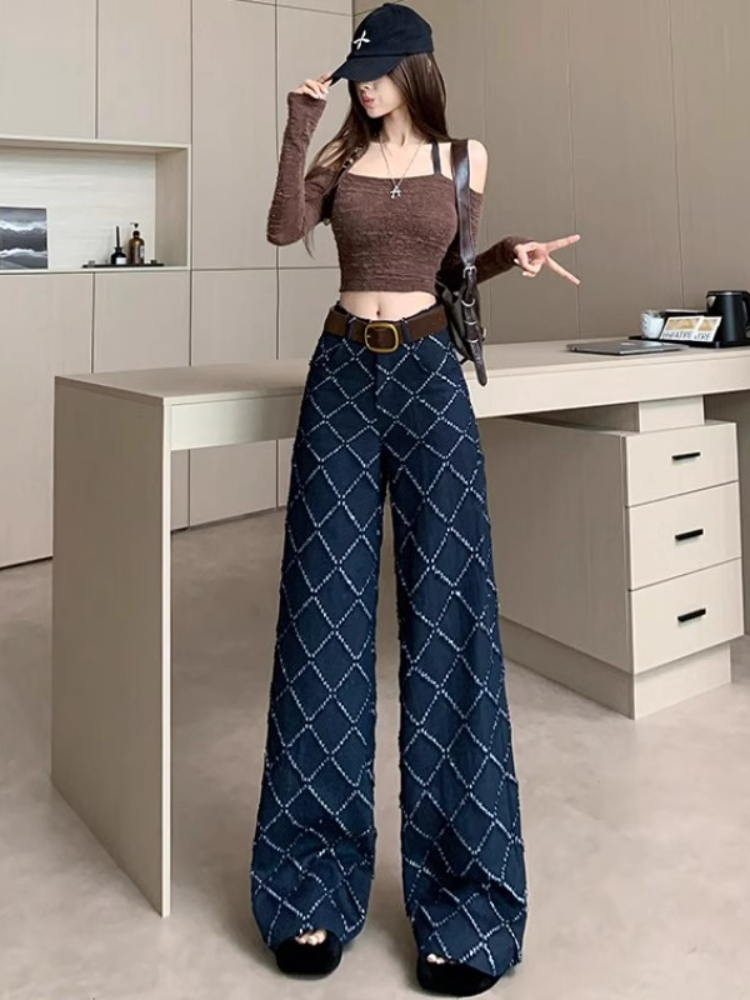 2025 뉴 빈티지 스트릿 자카드 청바지 여성 가을/겨 - Street Fashion Fall 2025 리뷰 및 가격