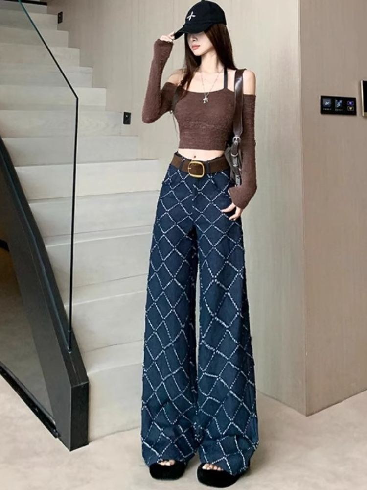2025 뉴 빈티지 스트릿 자카드 청바지 여성 가을/겨 - Street Fashion Fall 2025 리뷰 및 가격