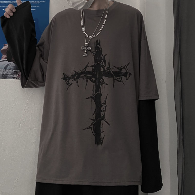 그런지 의류 여성 긴 소매 Emo 티셔츠 캐주얼 하라주 - Street Fashion Goth 리뷰 및 가격