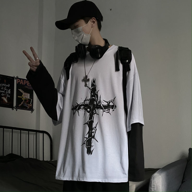 그런지 의류 여성 긴 소매 Emo 티셔츠 캐주얼 하라주 - Street Fashion Goth 리뷰 및 가격