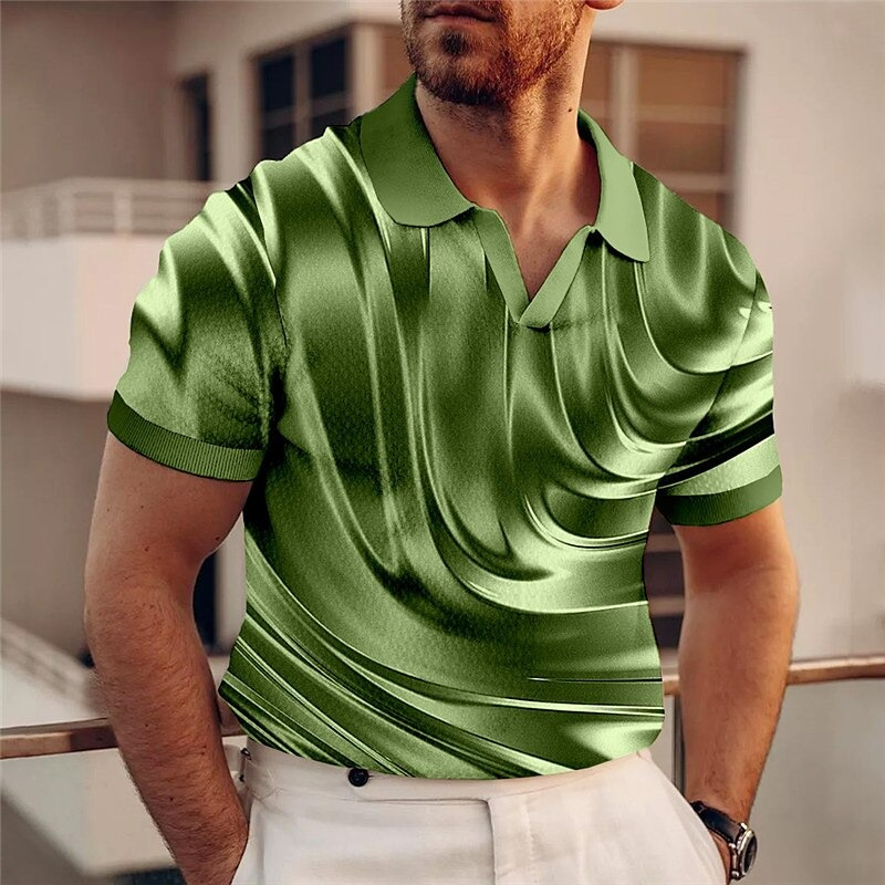 2025 남성 폴로셔츠 골프셔츠 컬러 블록 패턴 프린트 - Street Fashion Shanghai 리뷰 및 가격
