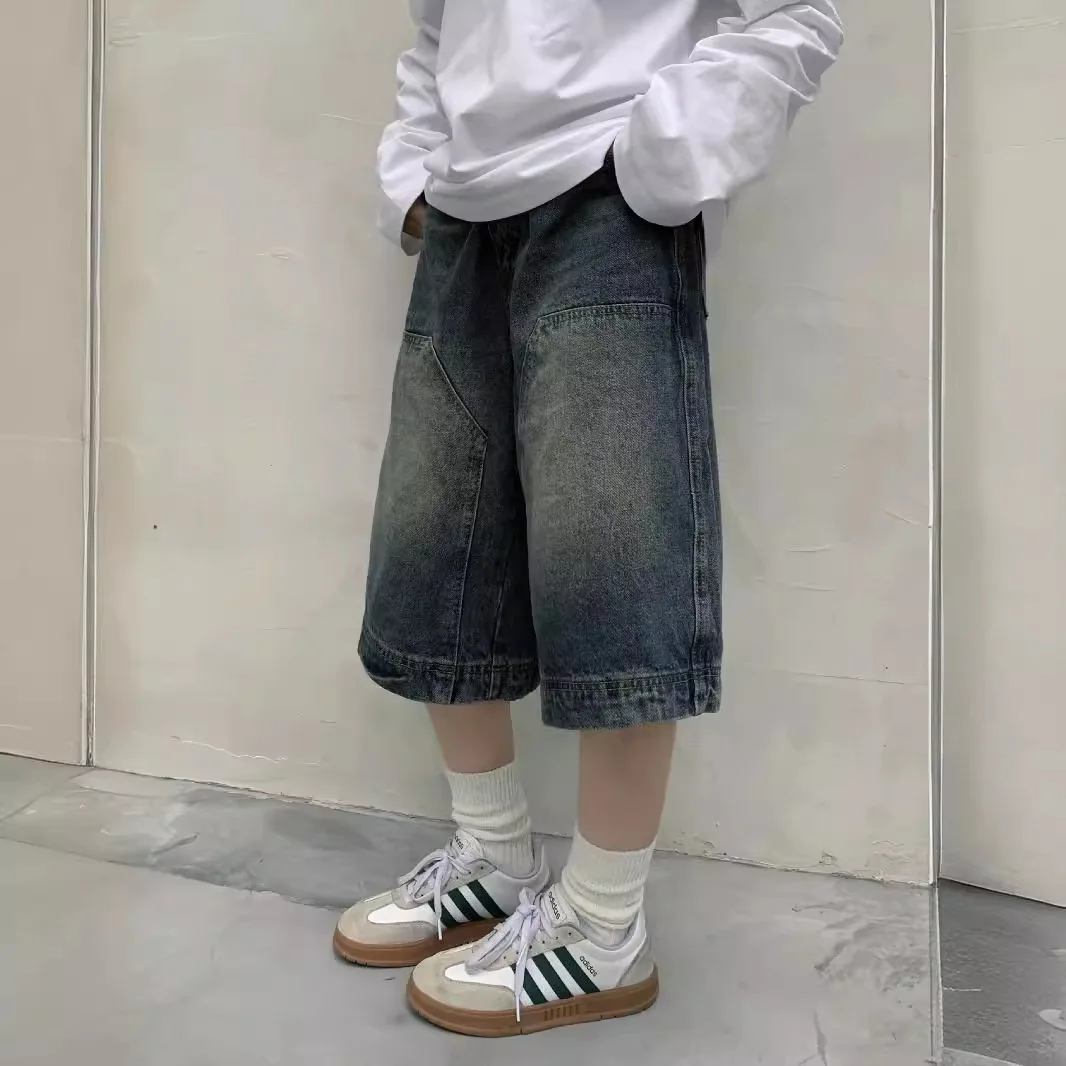 여성 Y2K 빈티지 배기 진 반바지 워싱 와이드 레그  - Street Fashion Jeans 리뷰 및 가격
