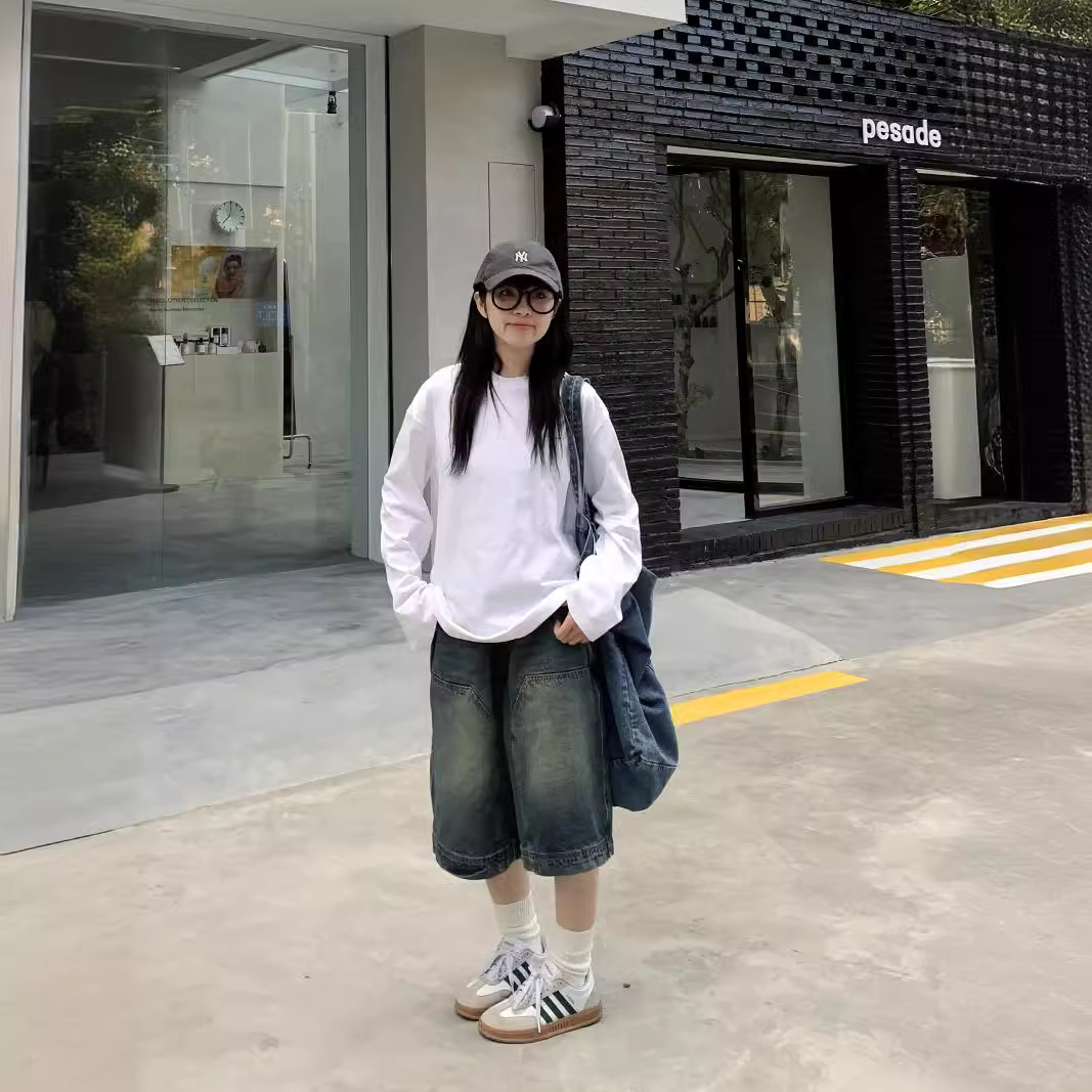 여성 Y2K 빈티지 배기 진 반바지 워싱 와이드 레그  - Street Fashion Jeans 리뷰 및 가격