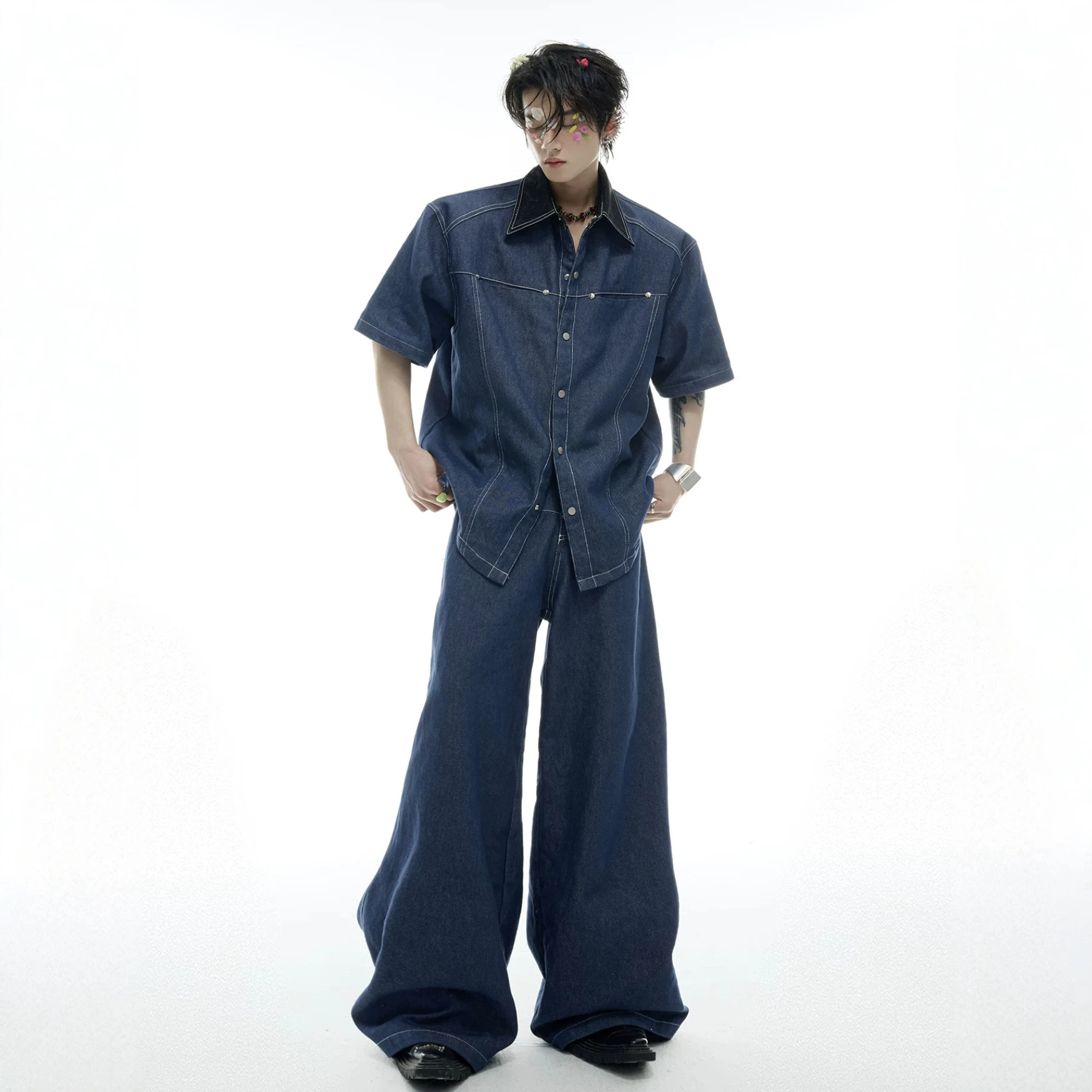여름 남성 데님 매칭 세트 아메리칸 패션 하이 스트리트 - Street Fashion Jeans 리뷰 및 가격