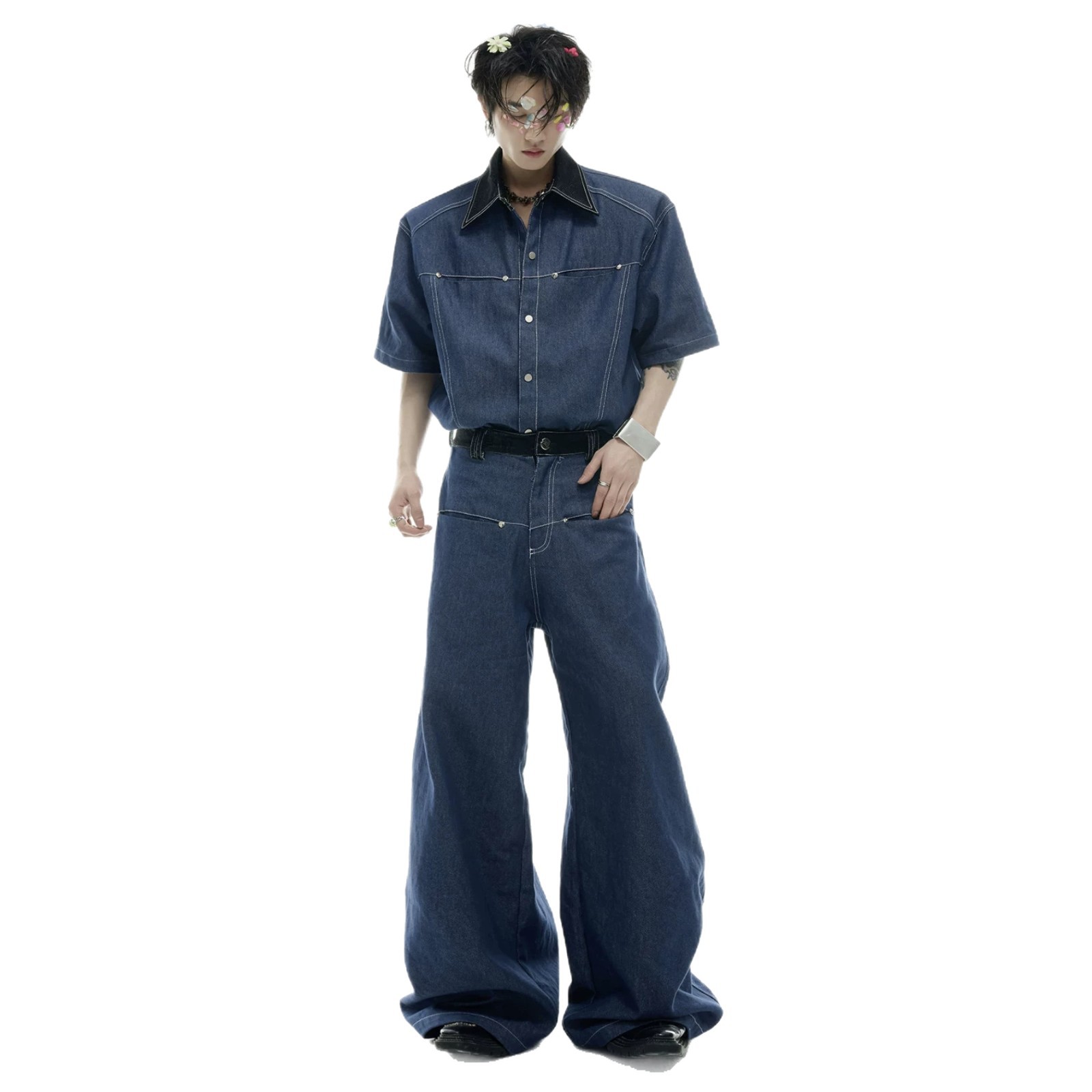 여름 남성 데님 매칭 세트 아메리칸 패션 하이 스트리트 - Street Fashion Jeans 리뷰 및 가격