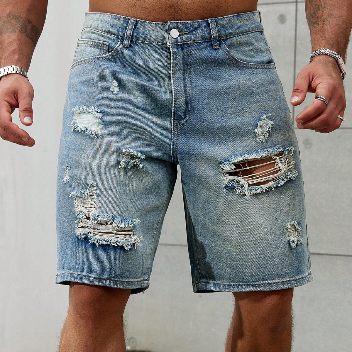 남성용 찢어진 짧은 청바지 브랜드 의류, 버뮤다 여름  - Street Fashion Jeans 리뷰 및 가격