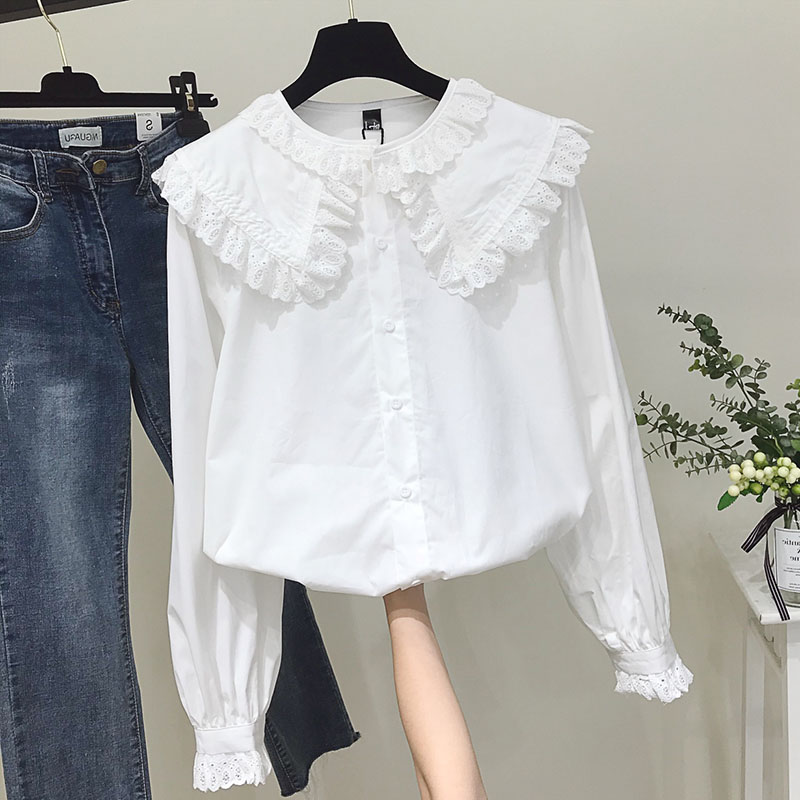 여성 세련된 피터팬 칼라 셔츠 한국 스타일 트렌디 소녀 - Street Fashion In Korea 리뷰 및 가격