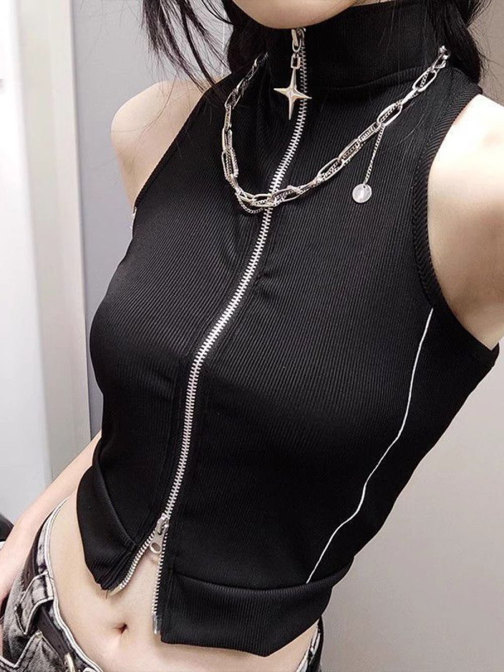 2026년 신상 여름 핫걸 숏 베스트 다크 펑크 고스  - Street Fashion Goth 리뷰 및 가격