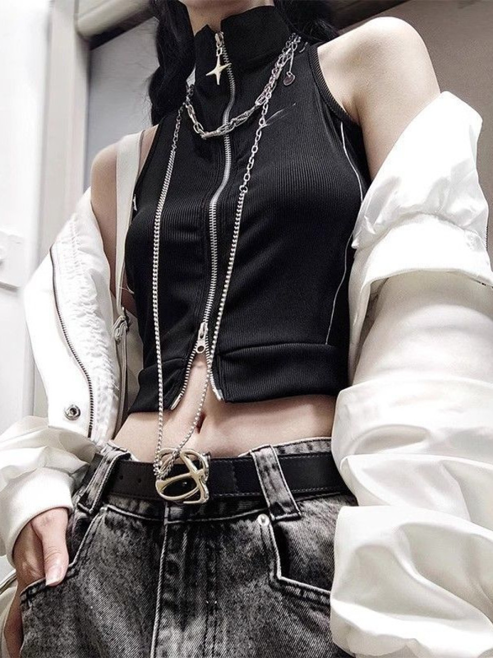 2026년 신상 여름 핫걸 숏 베스트 다크 펑크 고스  - Street Fashion Goth 리뷰 및 가격