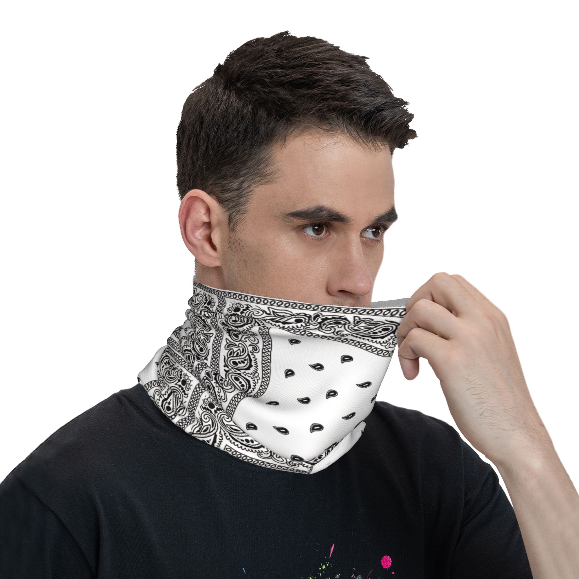 야외 스포츠 발라클라바 블랙 화이트 페이즐리 보더 자전 - Balaclava Face Mask 리뷰 및 가격