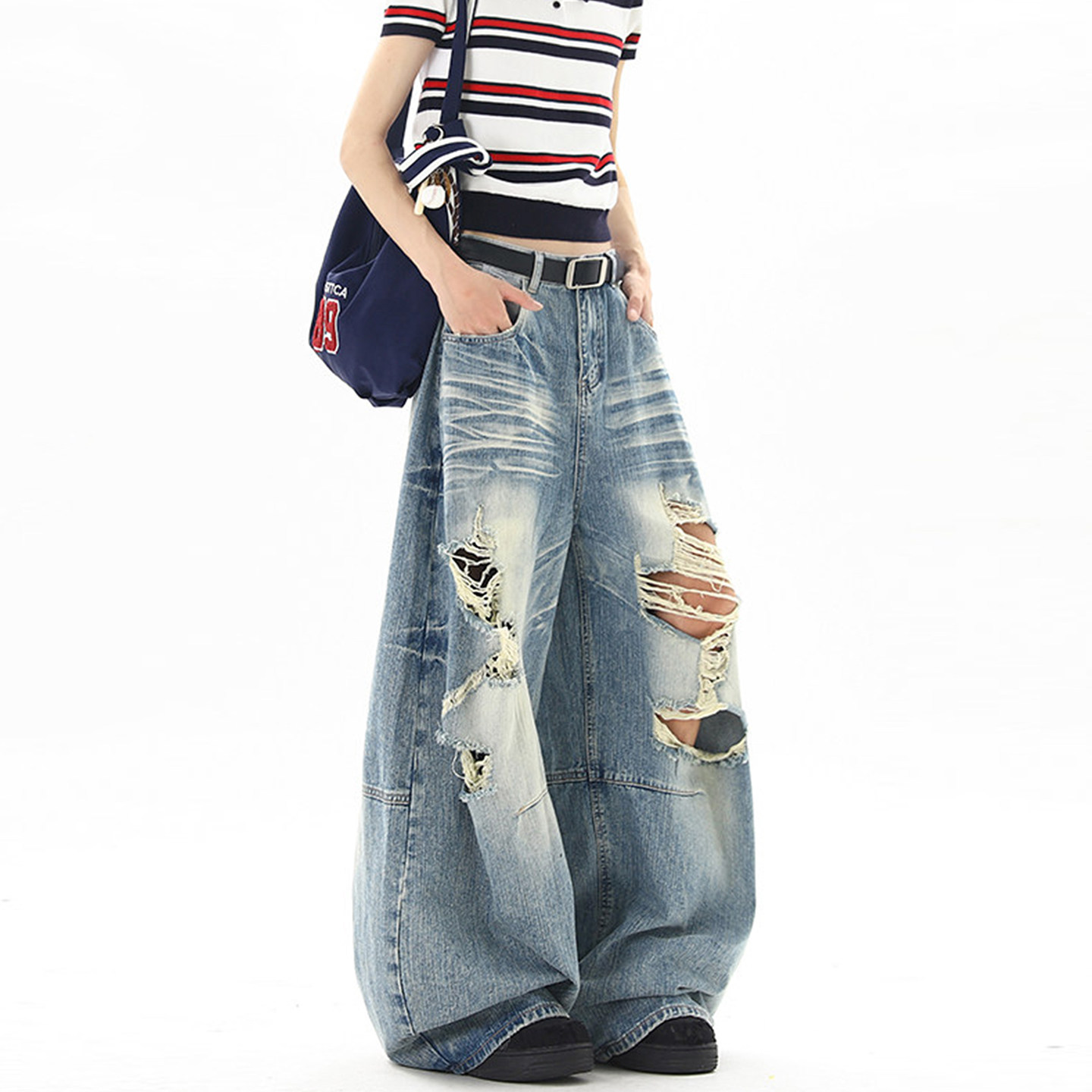 미국 스트릿 스타일 여름 데미지 진 캐주얼 패션 레트로 - Street Fashion Jeans 리뷰 및 가격