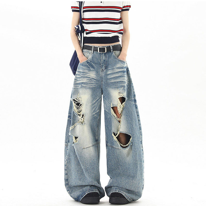 미국 스트릿 스타일 여름 데미지 진 캐주얼 패션 레트로 - Street Fashion Jeans 리뷰 및 가격