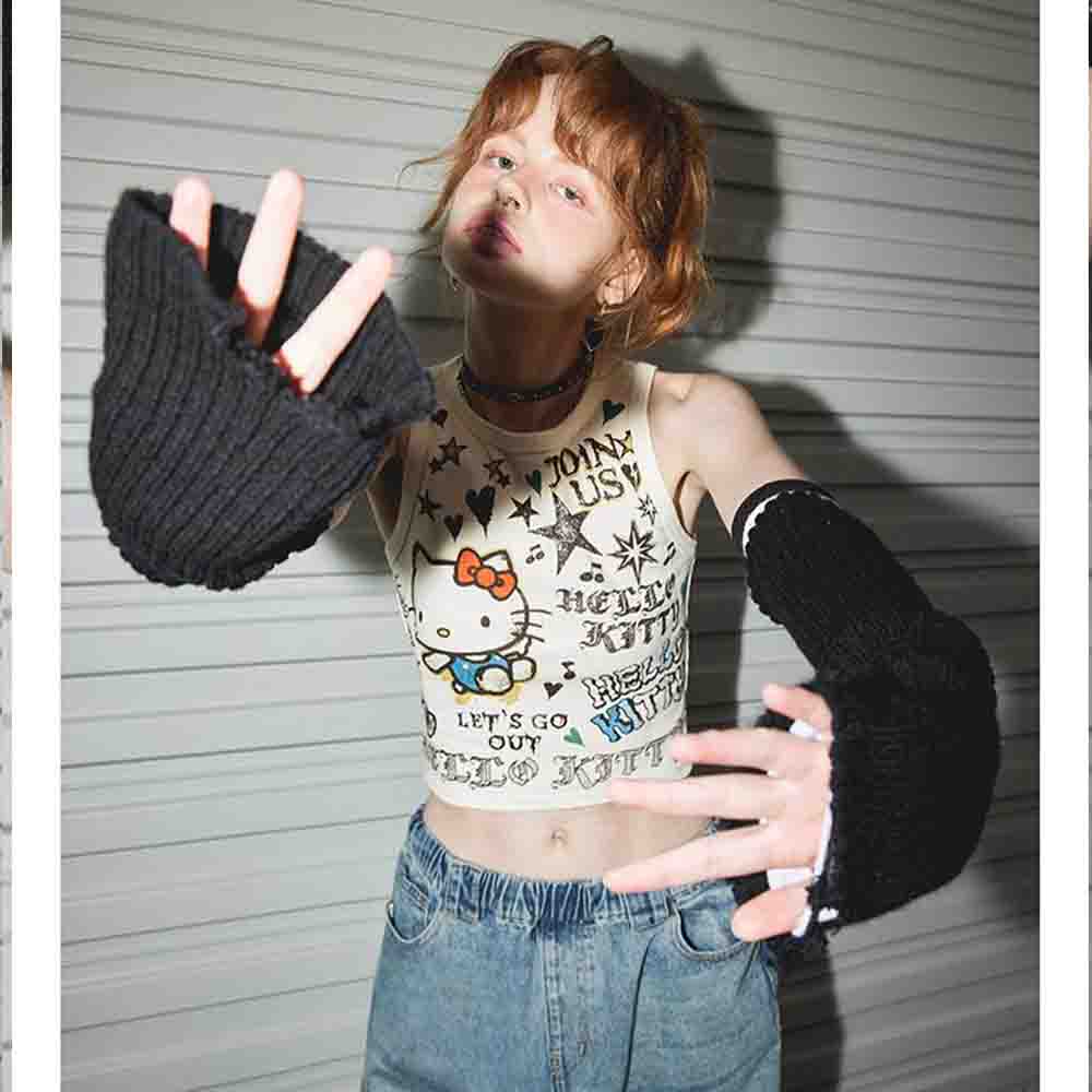 산리오 헬로키티 여성용 귀여운 레이스업 탑 여름 Y2K - Street Fashion Girls 리뷰 및 가격