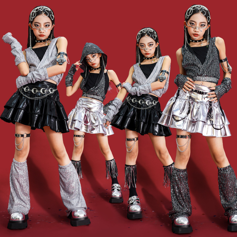 여아 힙합 스팽글 크롭 후드티 고스 스커트 스트릿 댄스 - Street Fashion Goth 리뷰 및 가격