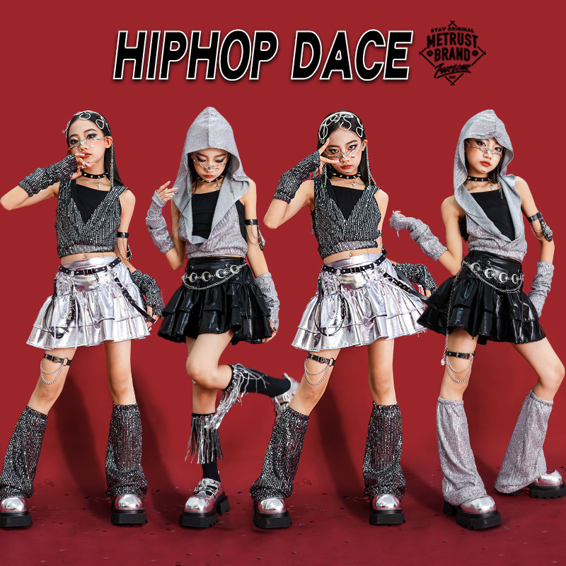 여아 힙합 스팽글 크롭 후드티 고스 스커트 스트릿 댄스 - Street Fashion Goth 리뷰 및 가격